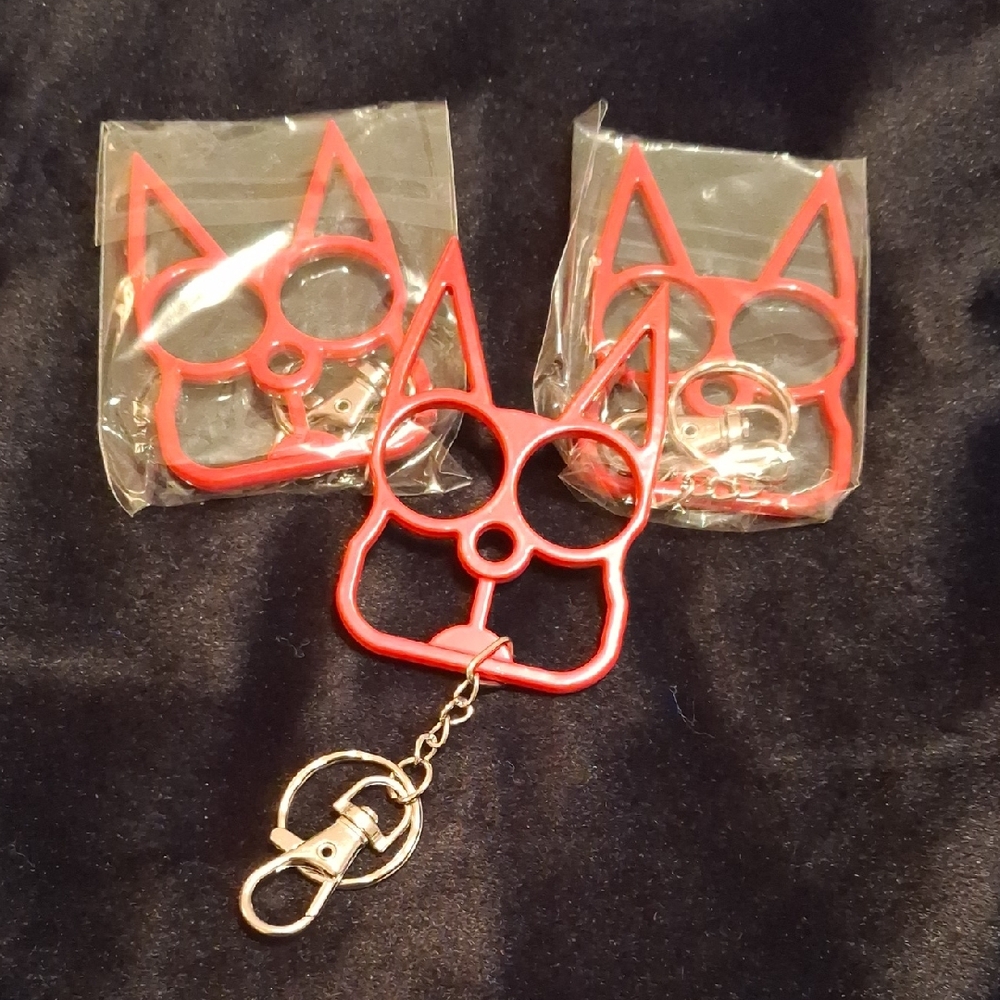 Red Cat-Shaped Keychain